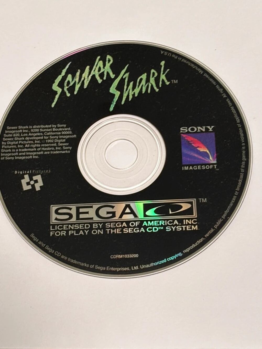 Sony Sewer Shark (Sega CD, 1992) Authentic Black Disc Variant